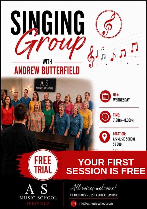 Poster about singing group at AS Music School in Sheffield